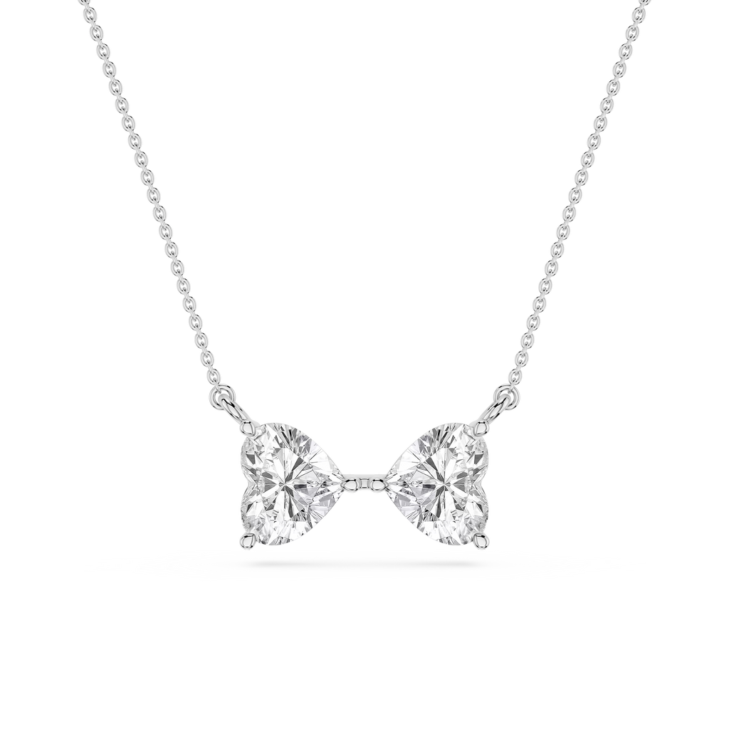 Heart Cut Lab Grown Diamond Two Stone Pendant