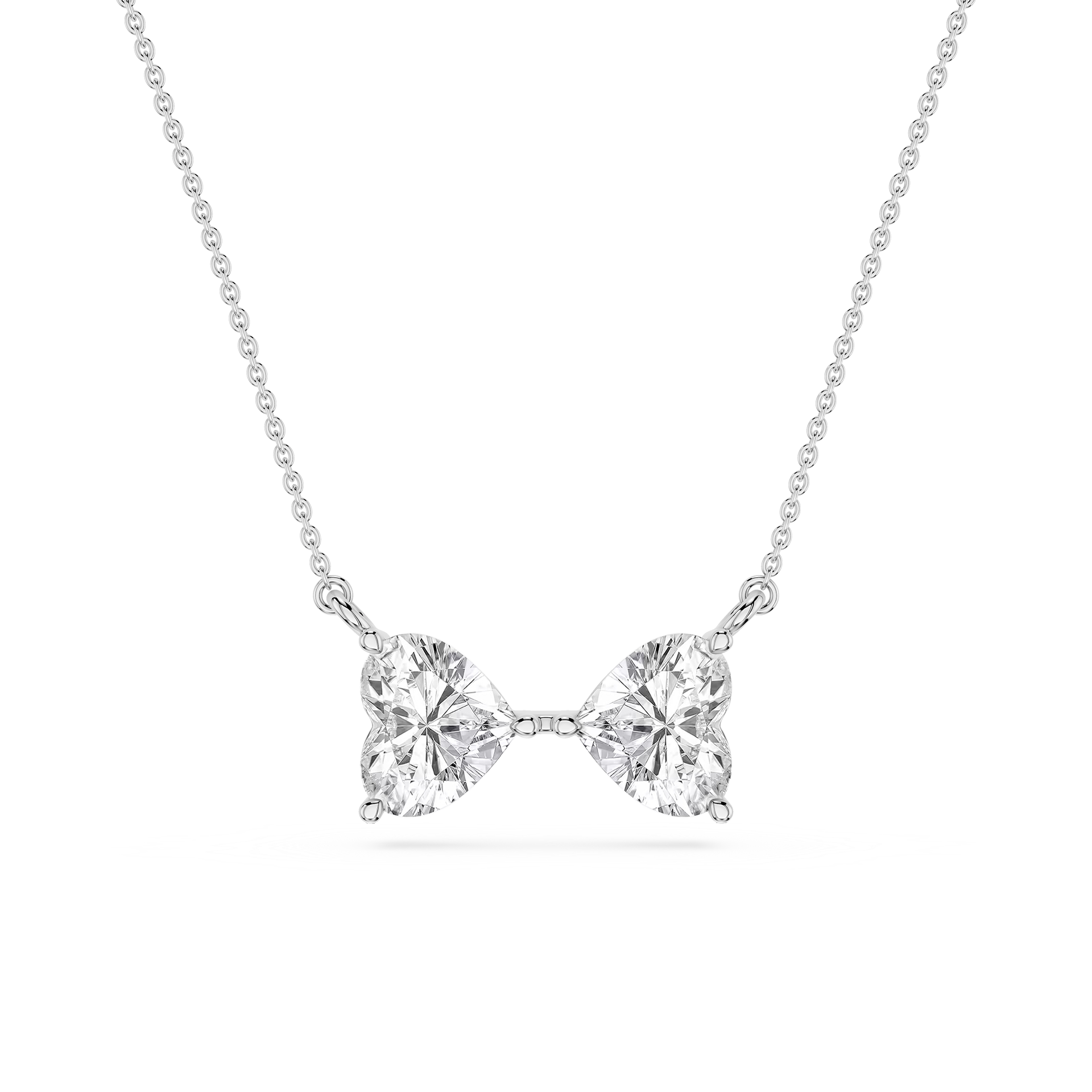 Heart Cut Lab Grown Diamond Two Stone Pendant