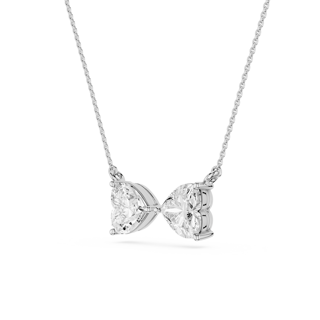 Heart Cut Lab Grown Diamond Two Stone Pendant
