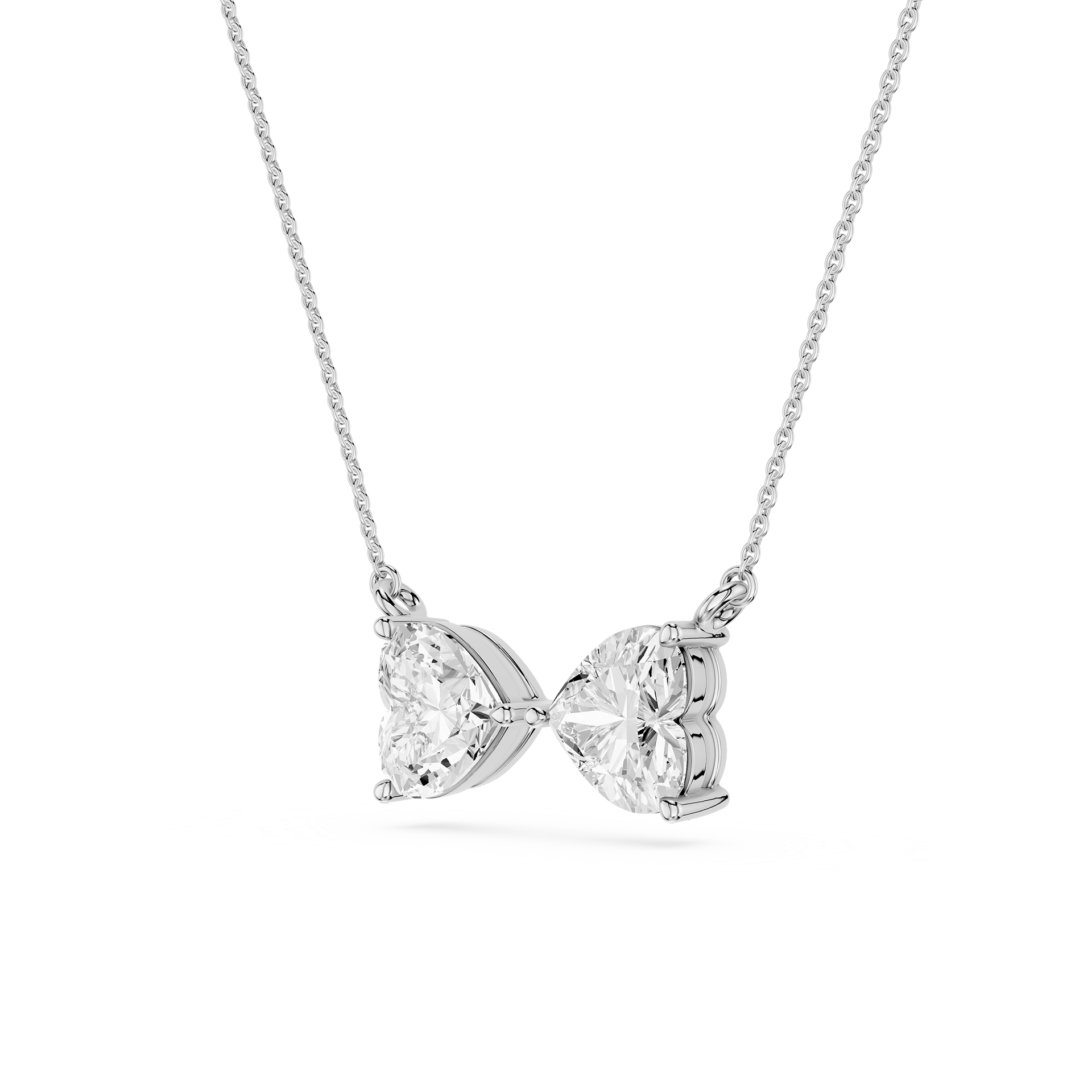 Heart Cut Lab Grown Diamond Two Stone Pendant