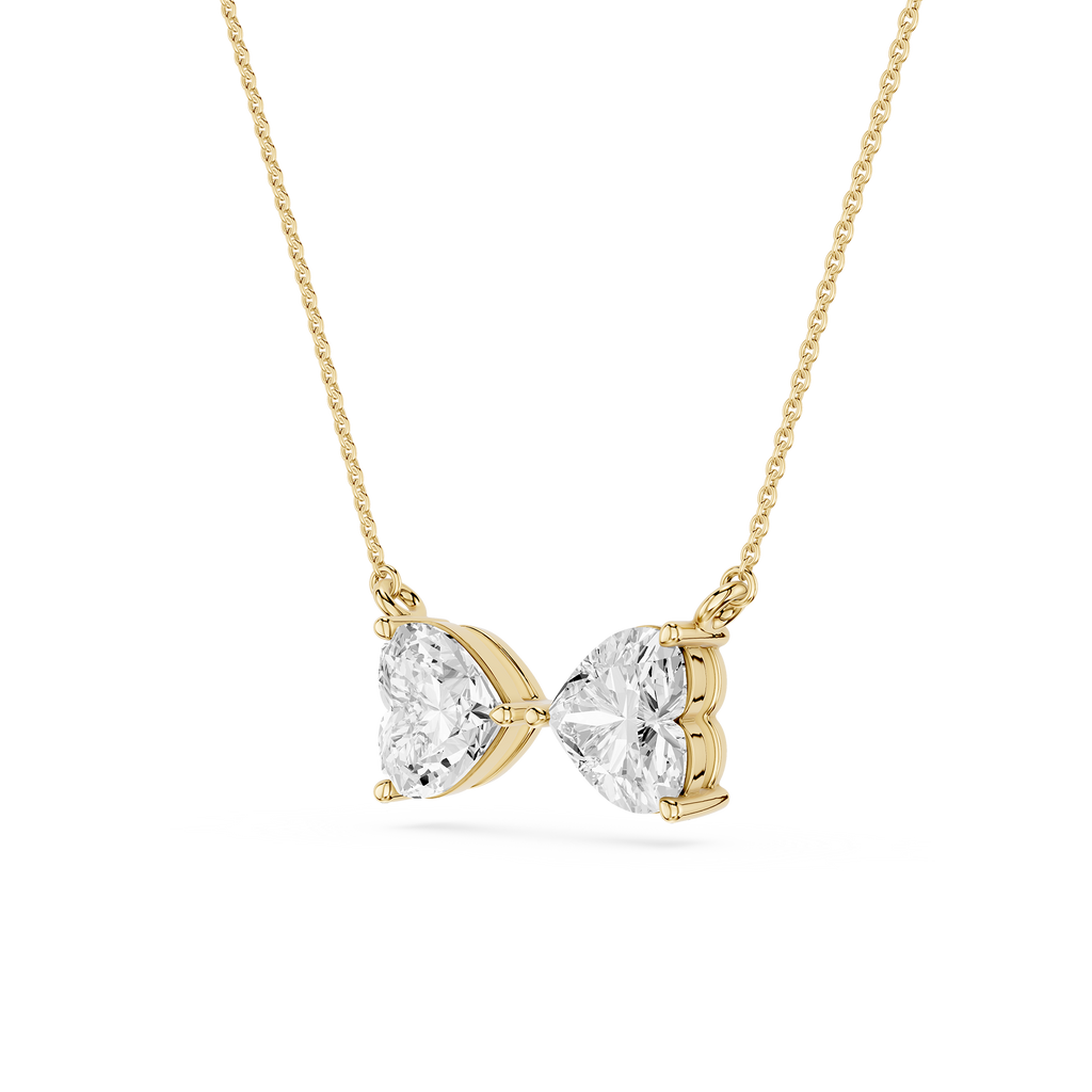 Heart Cut Lab Grown Diamond Two Stone Pendant