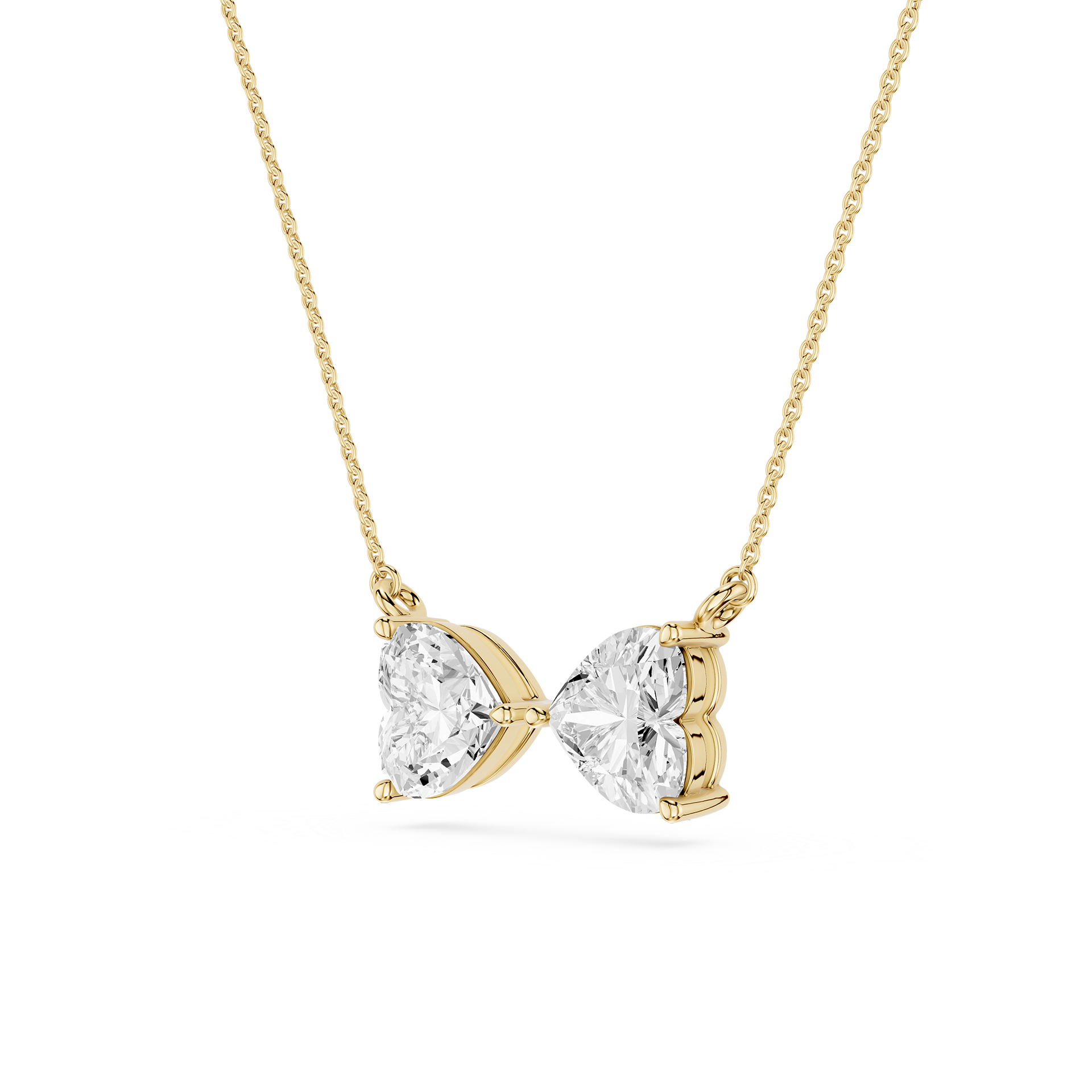 Heart Cut Lab Grown Diamond Two Stone Pendant
