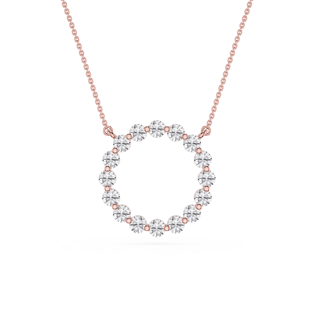 Round Cut Lab Grown Diamond Circle Pendant