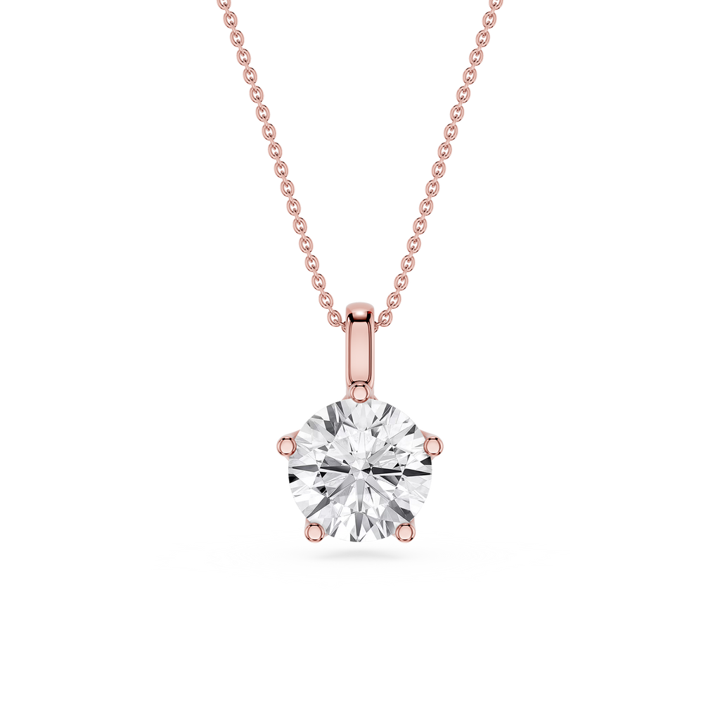 Round Cut Lab Grown Diamond Solitaire Pendant Necklace
