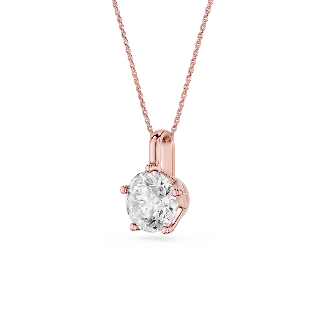 Round Cut Lab Grown Diamond Solitaire Pendant Necklace