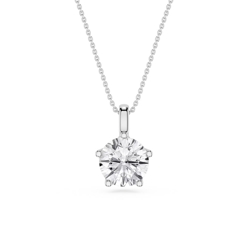 Round Cut Lab Grown Diamond Solitaire Pendant Necklace