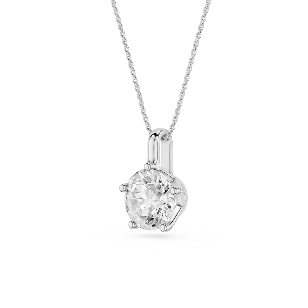 Round Cut Lab Grown Diamond Solitaire Pendant Necklace