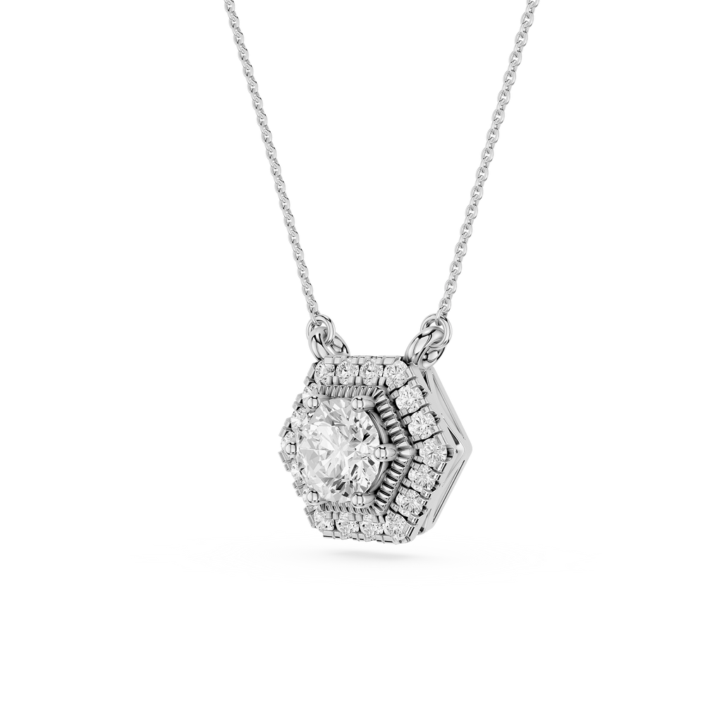 Hexagon Halo Lab Grown Diamond Pendant