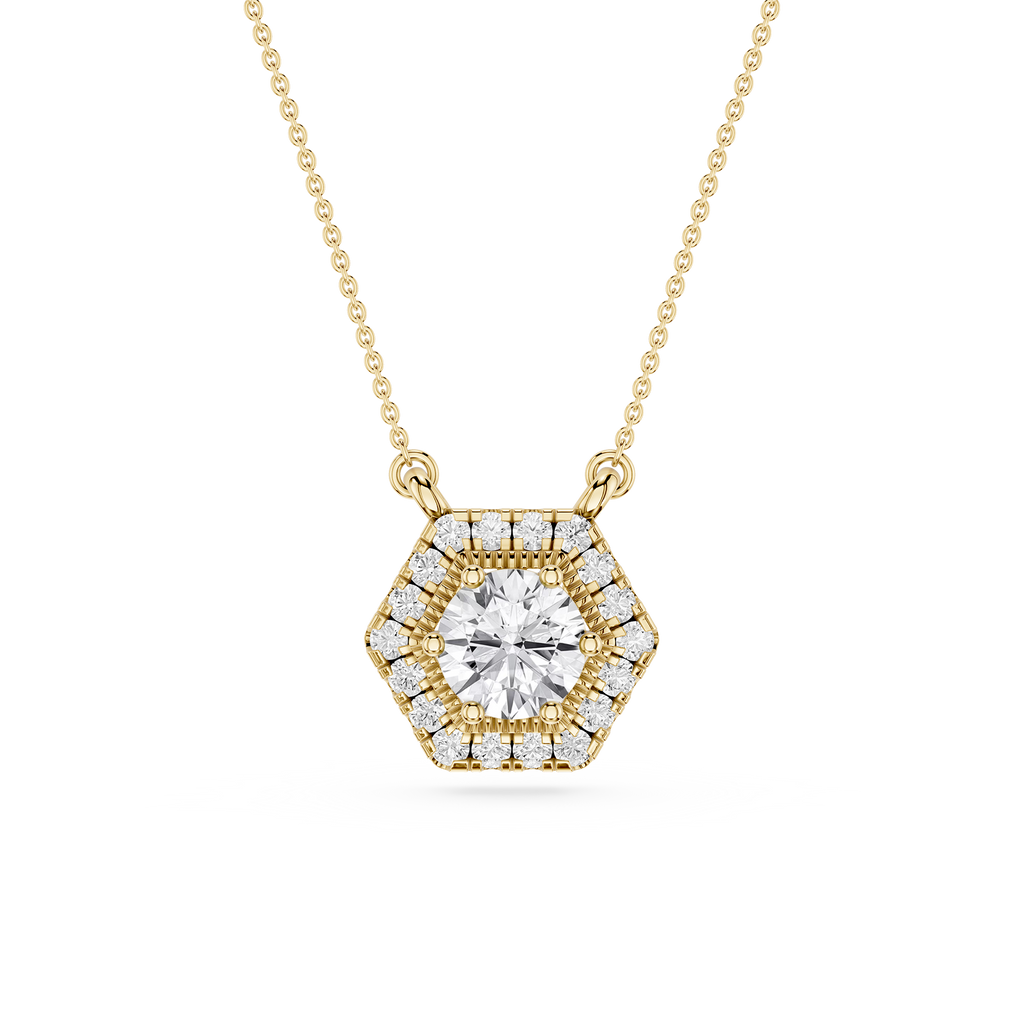 Hexagon Halo Lab Grown Diamond Pendant