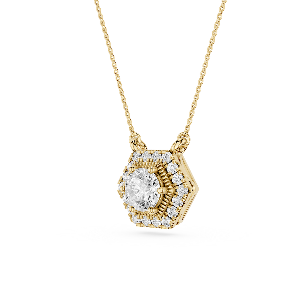 Hexagon Halo Lab Grown Diamond Pendant