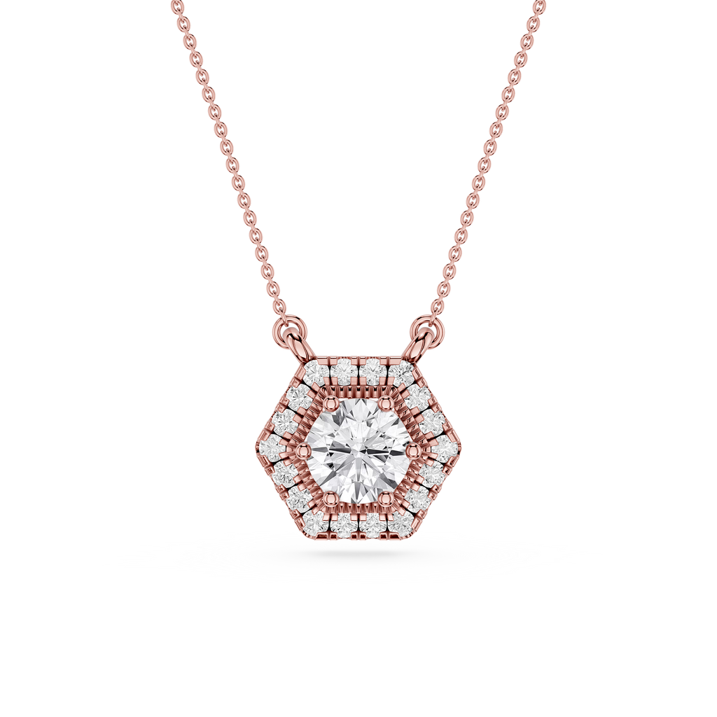 Hexagon Halo Lab Grown Diamond Pendant