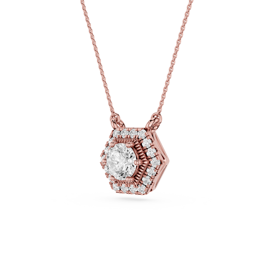 Hexagon Halo Lab Grown Diamond Pendant