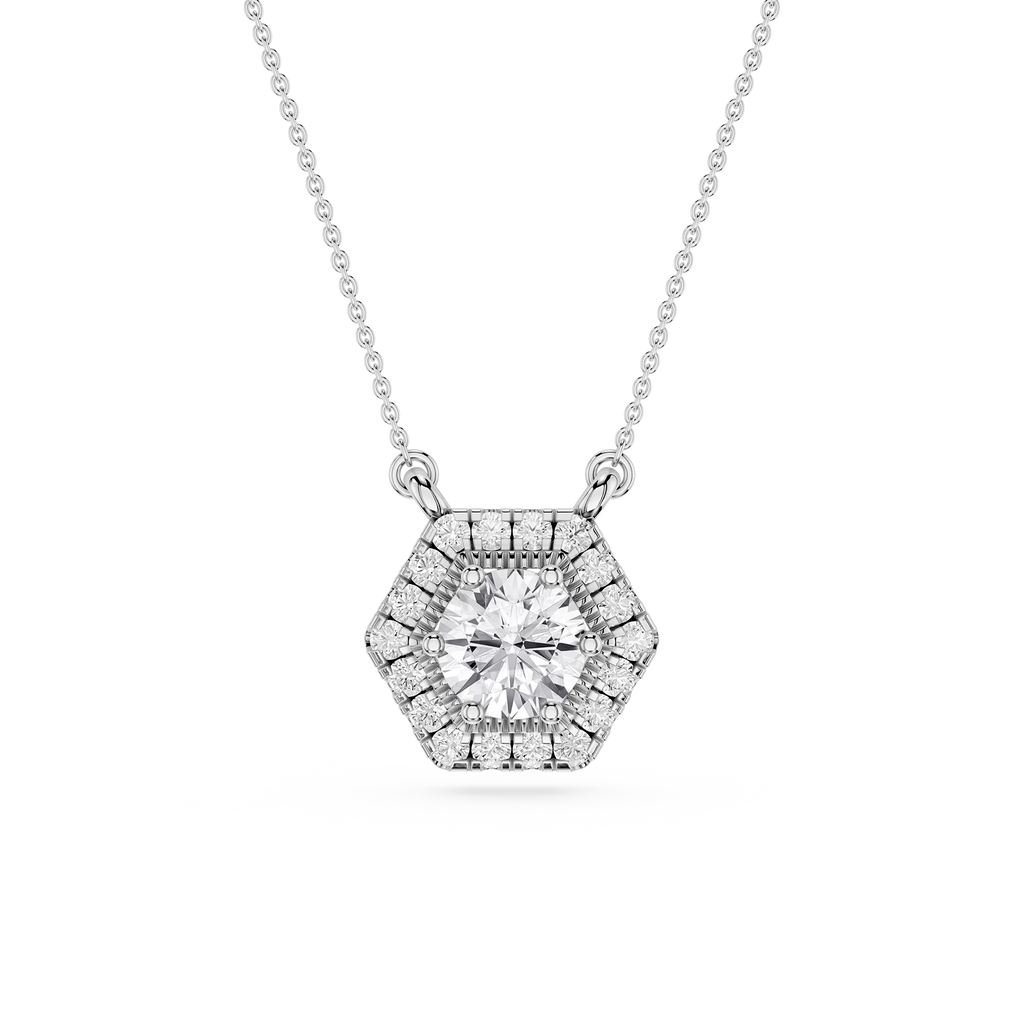 Hexagon Halo Lab Grown Diamond Pendant