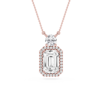 Emerald Cut Halo Lab Grown Diamond Pendant