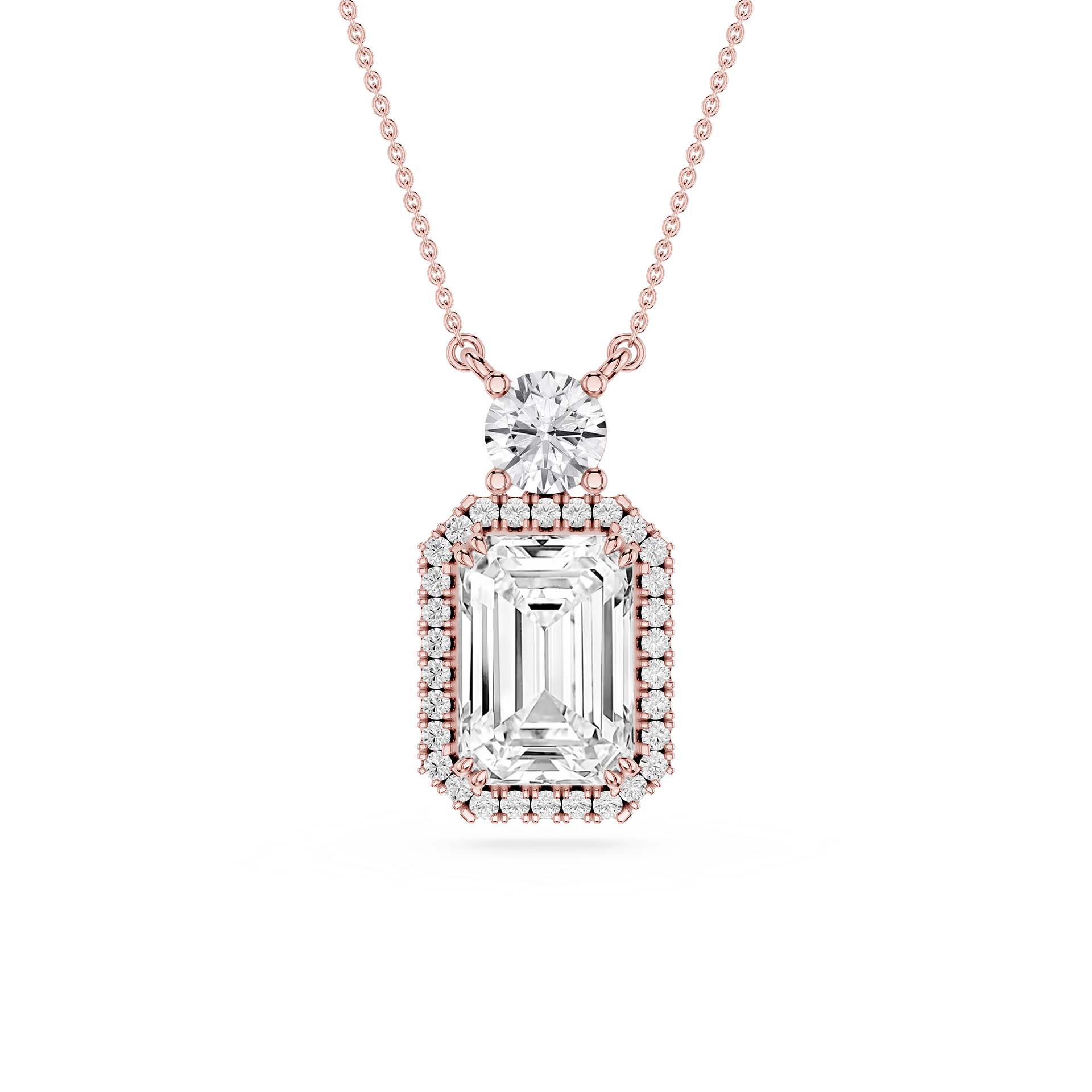 Emerald Cut Halo Lab Grown Diamond Pendant