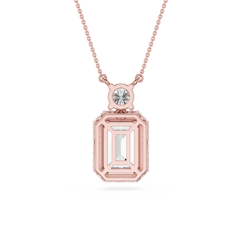 Emerald Cut Halo Lab Grown Diamond Pendant