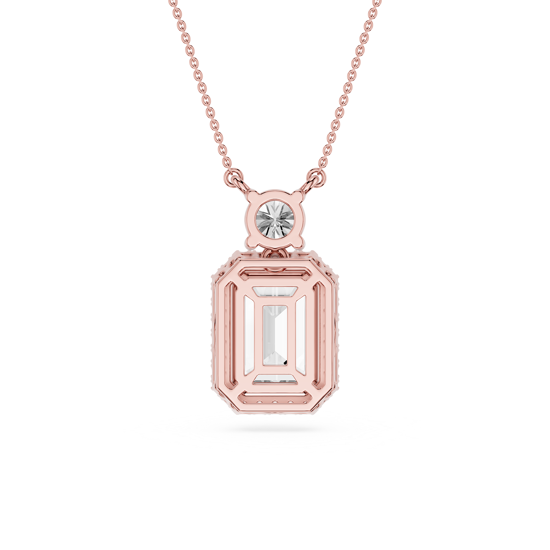 Emerald Cut Halo Lab Grown Diamond Pendant