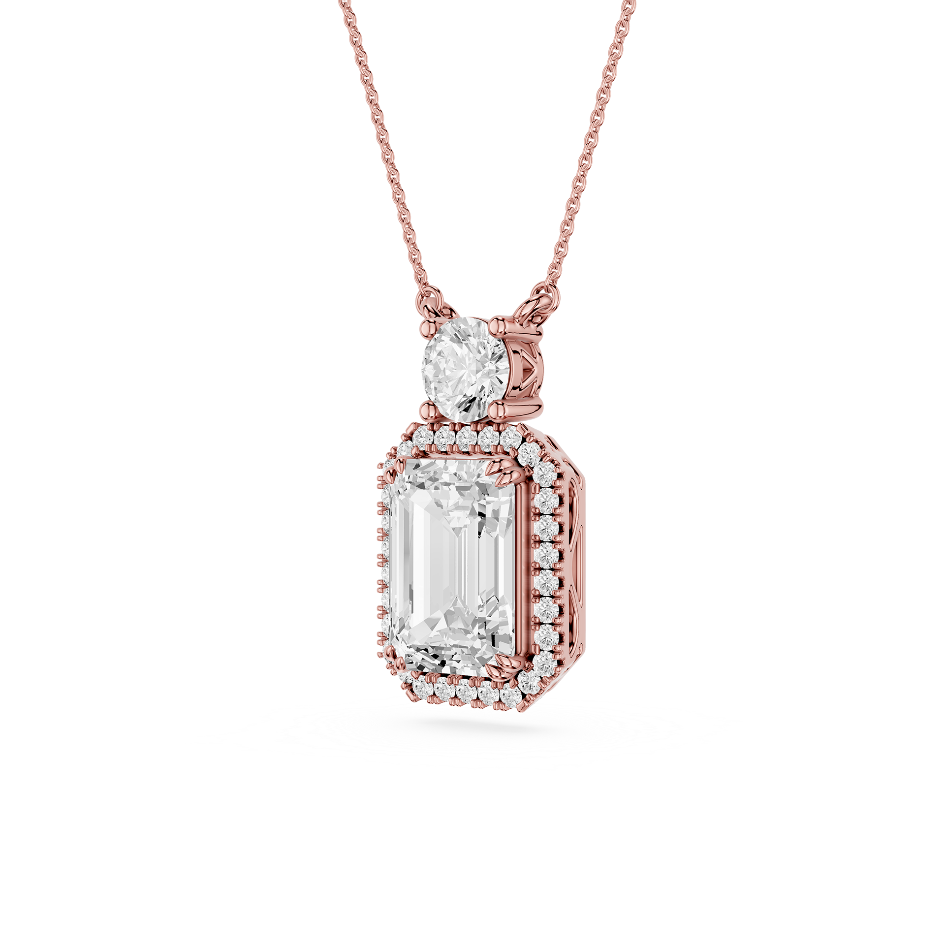 Emerald Cut Halo Lab Grown Diamond Pendant