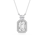 Emerald Cut Halo Lab Grown Diamond Pendant