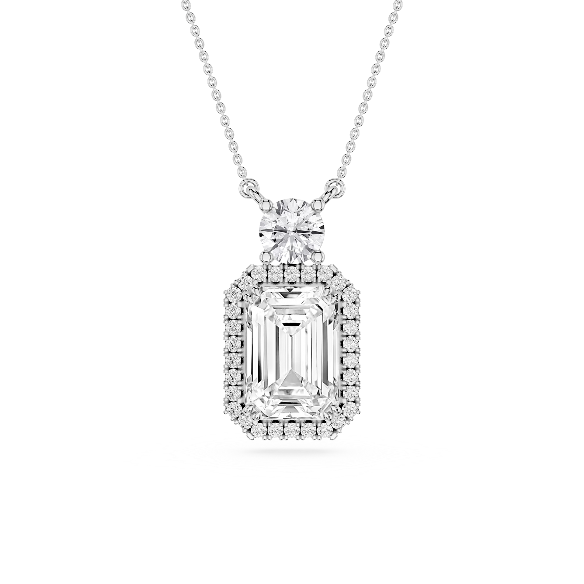 Emerald Cut Halo Lab Grown Diamond Pendant