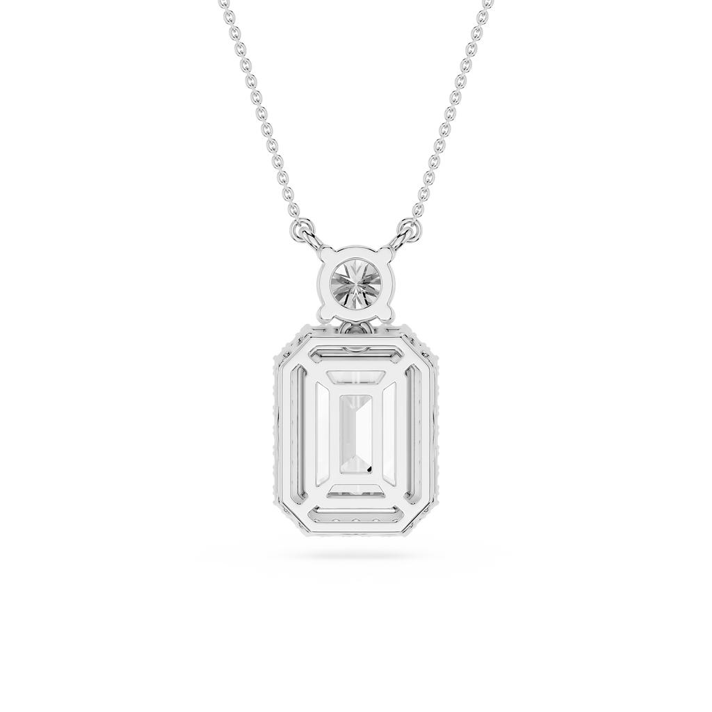 Emerald Cut Halo Lab Grown Diamond Pendant