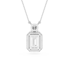 Emerald Cut Halo Lab Grown Diamond Pendant