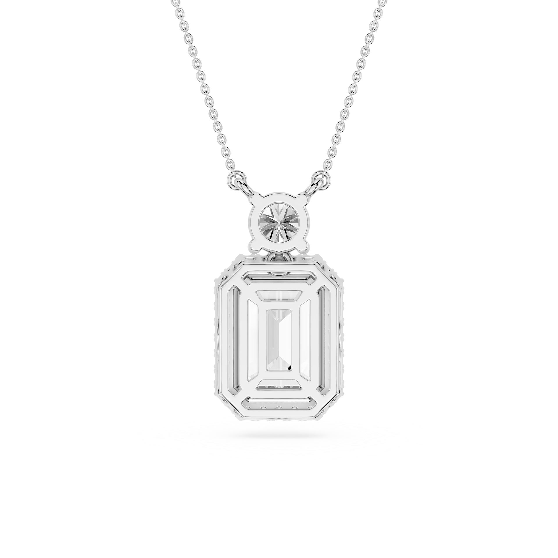 Emerald Cut Halo Lab Grown Diamond Pendant