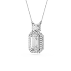 Emerald Cut Halo Lab Grown Diamond Pendant
