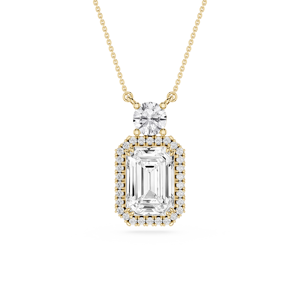 Emerald Cut Halo Lab Grown Diamond Pendant