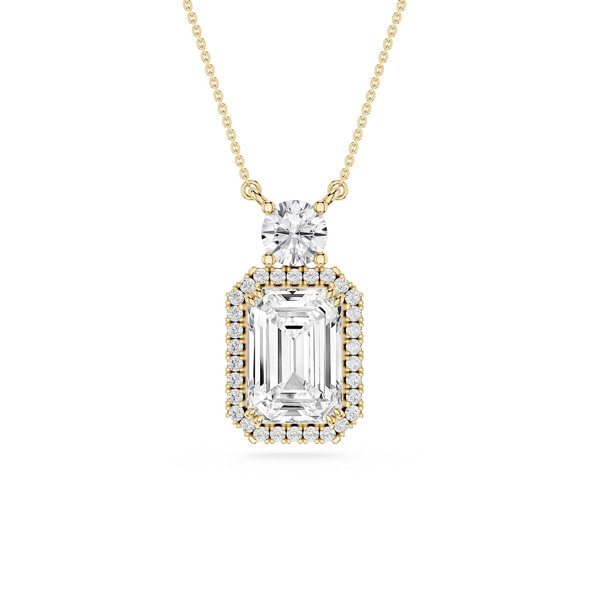 Emerald Cut Halo Lab Grown Diamond Pendant