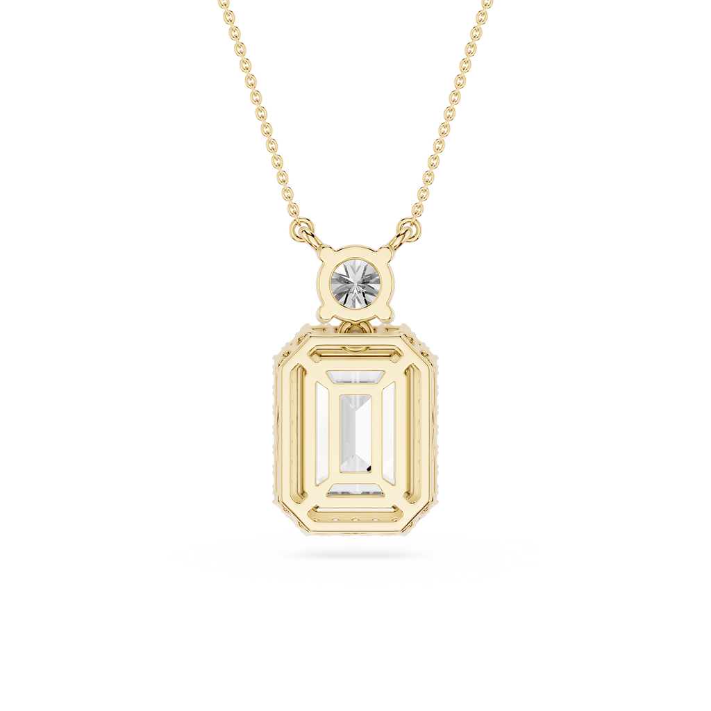 Emerald Cut Halo Lab Grown Diamond Pendant