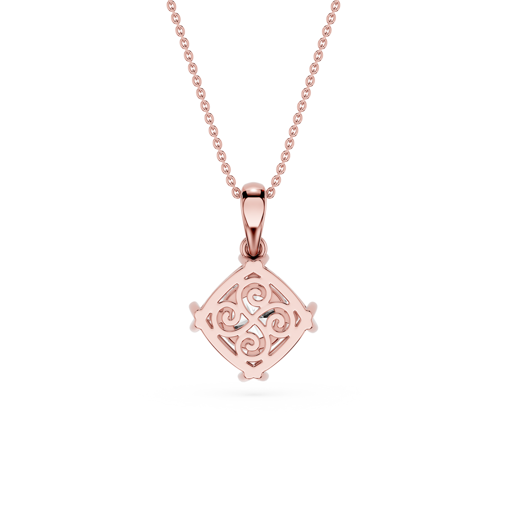 Round Cut Lab Grown Diamond Twist Frame Pendant
