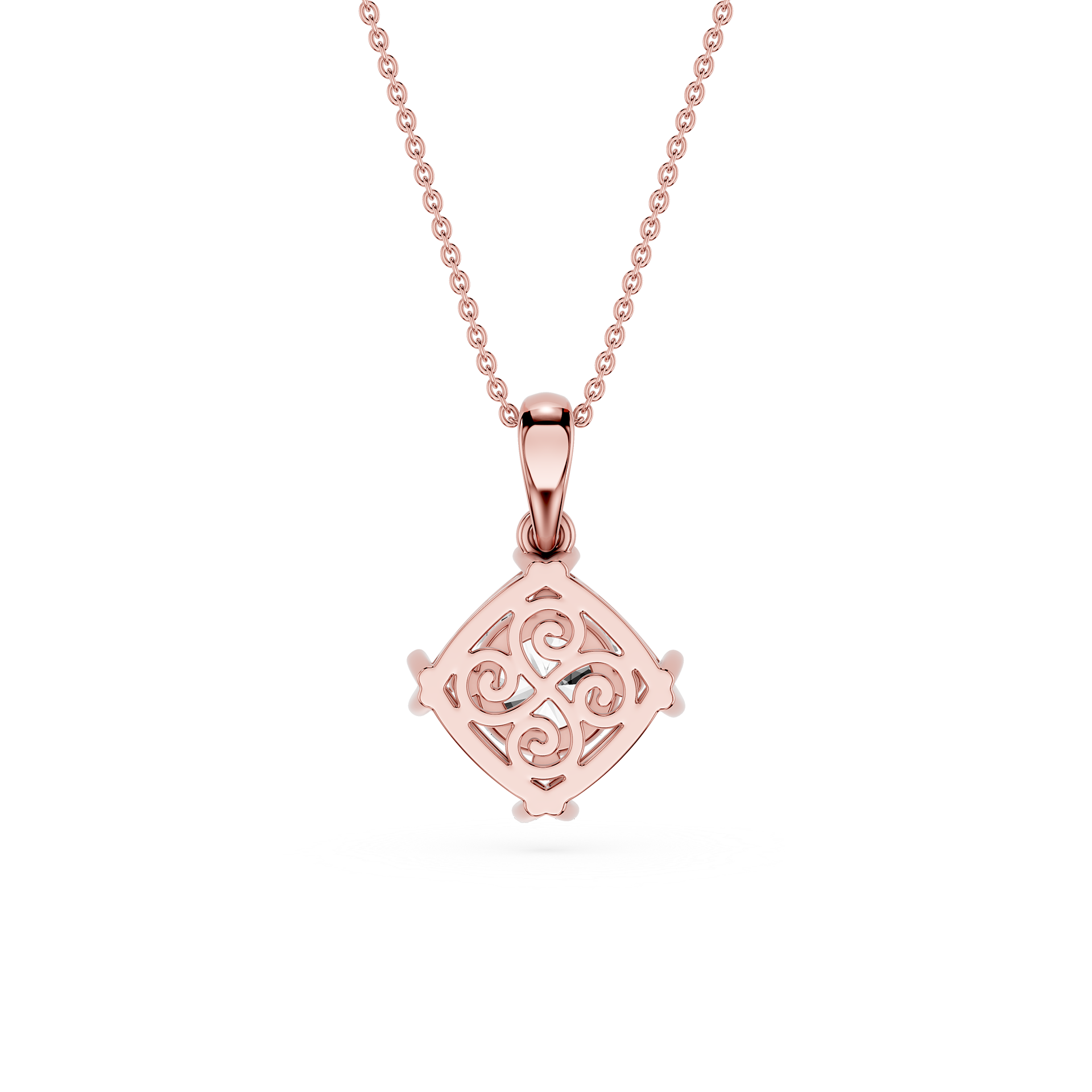 Round Cut Lab Grown Diamond Twist Frame Pendant