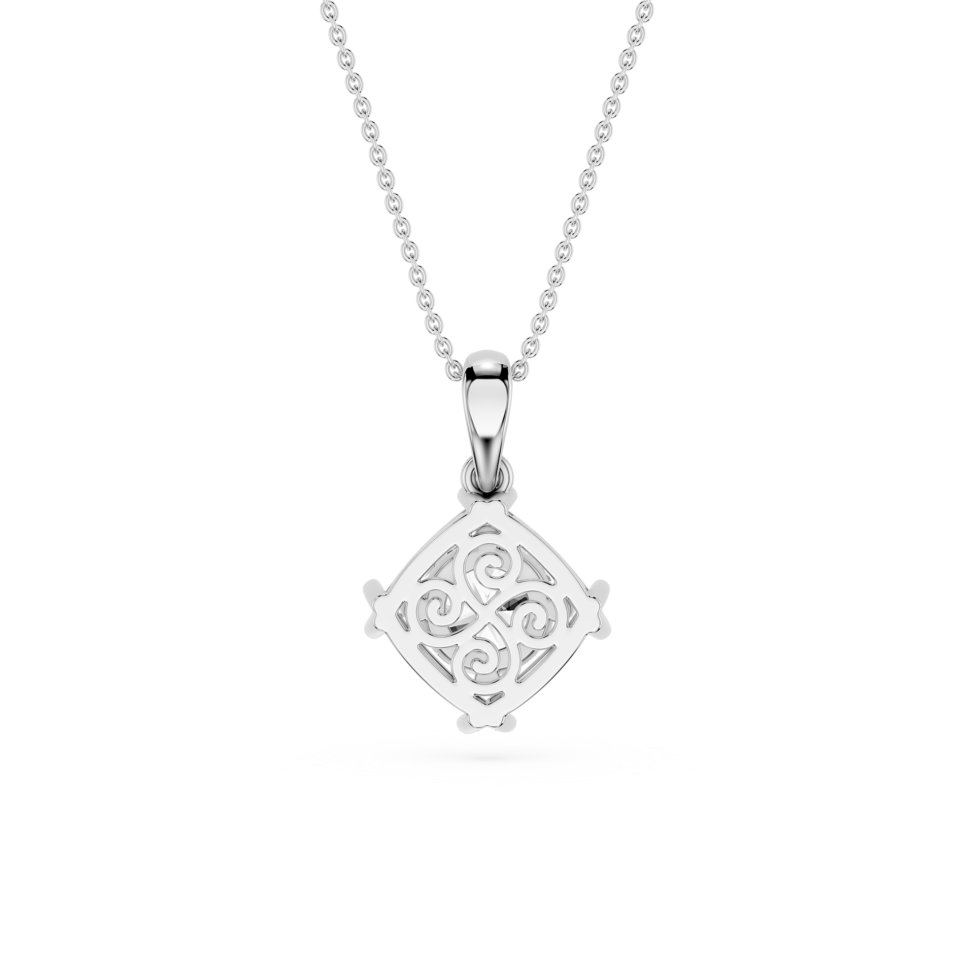 Round Cut Lab Grown Diamond Twist Frame Pendant