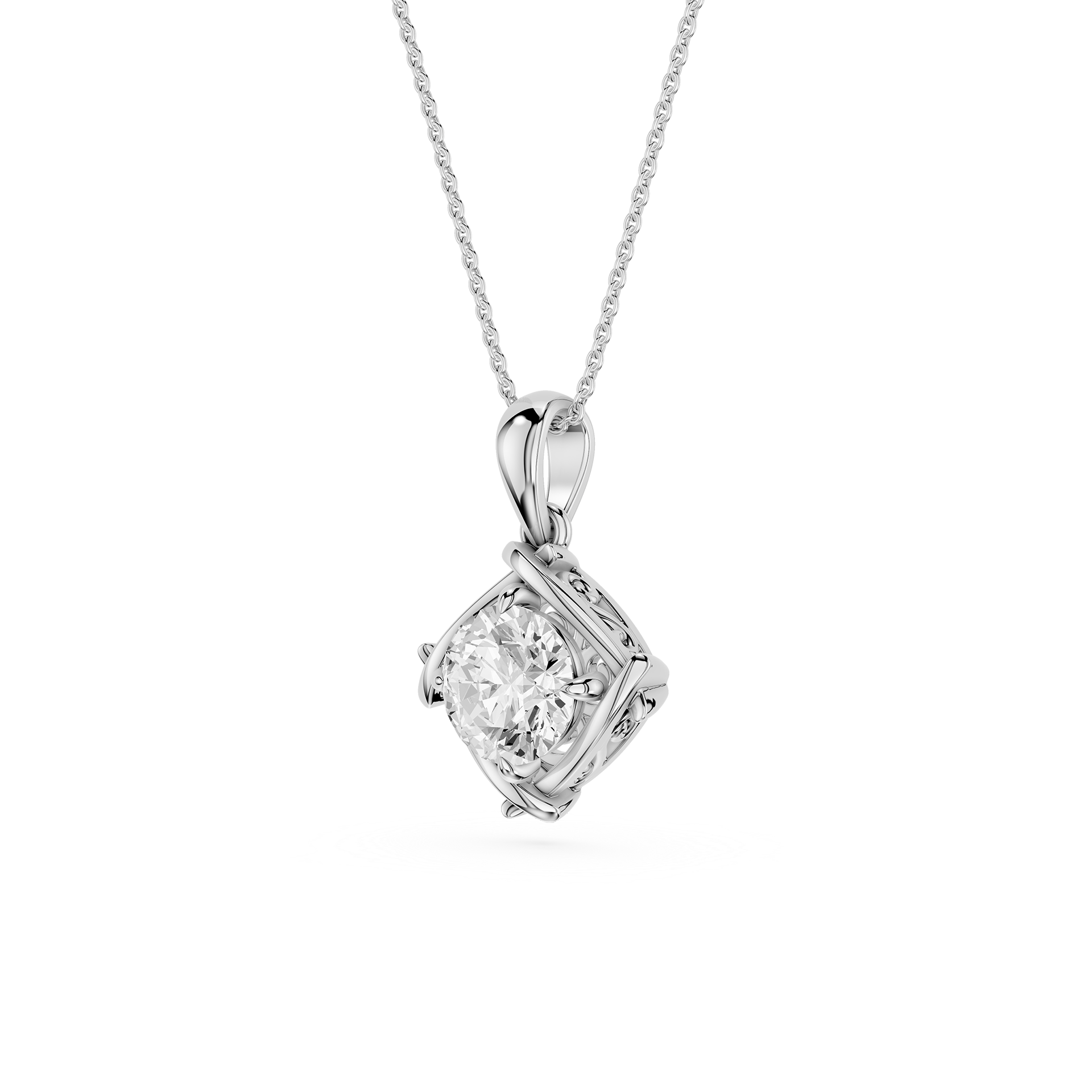 Round Cut Lab Grown Diamond Twist Frame Pendant
