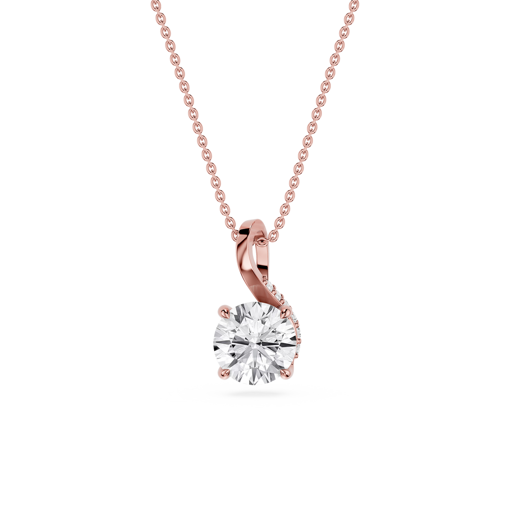 Round Cut Lab Grown Diamond Twist Bail Pendant