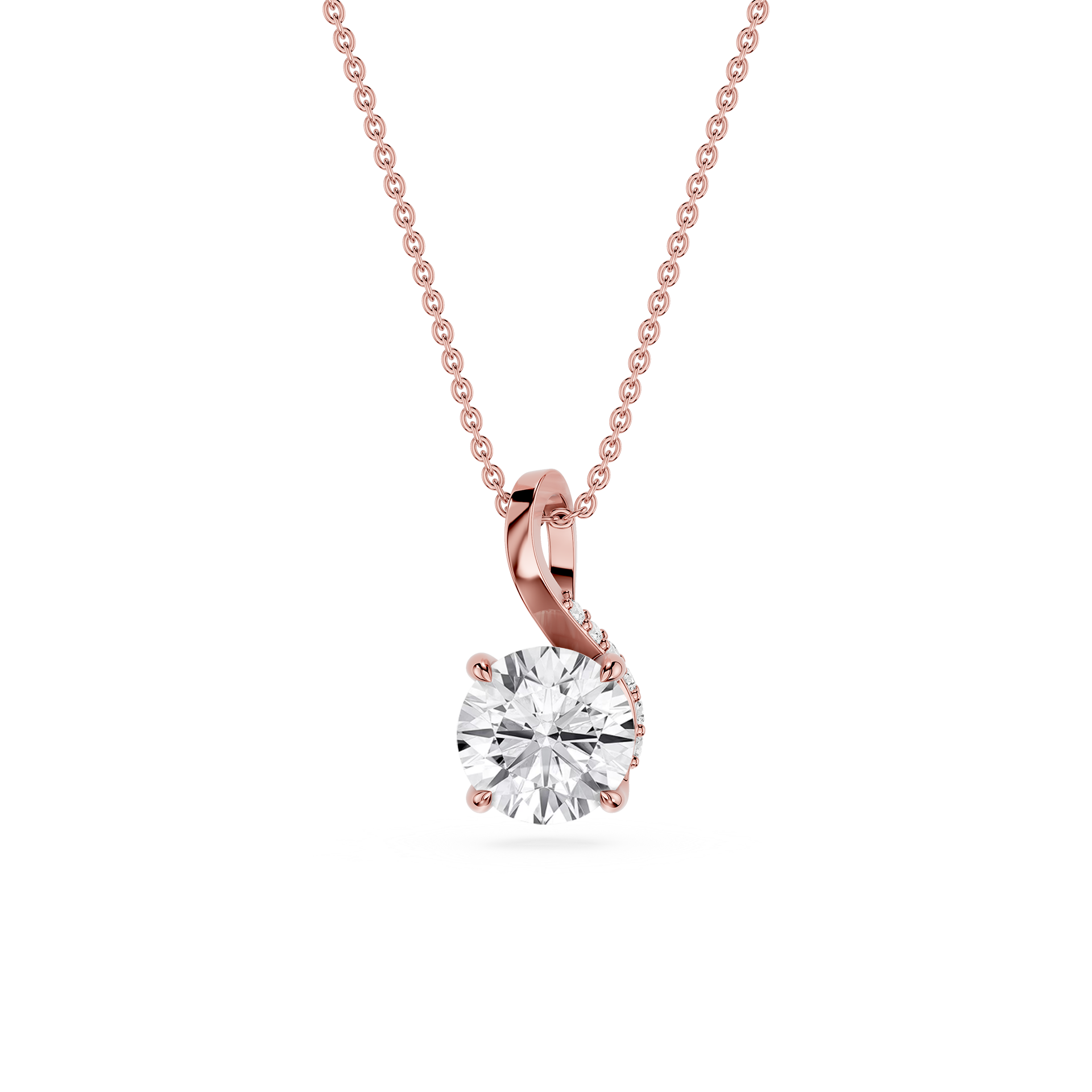 Round Cut Lab Grown Diamond Twist Bail Pendant