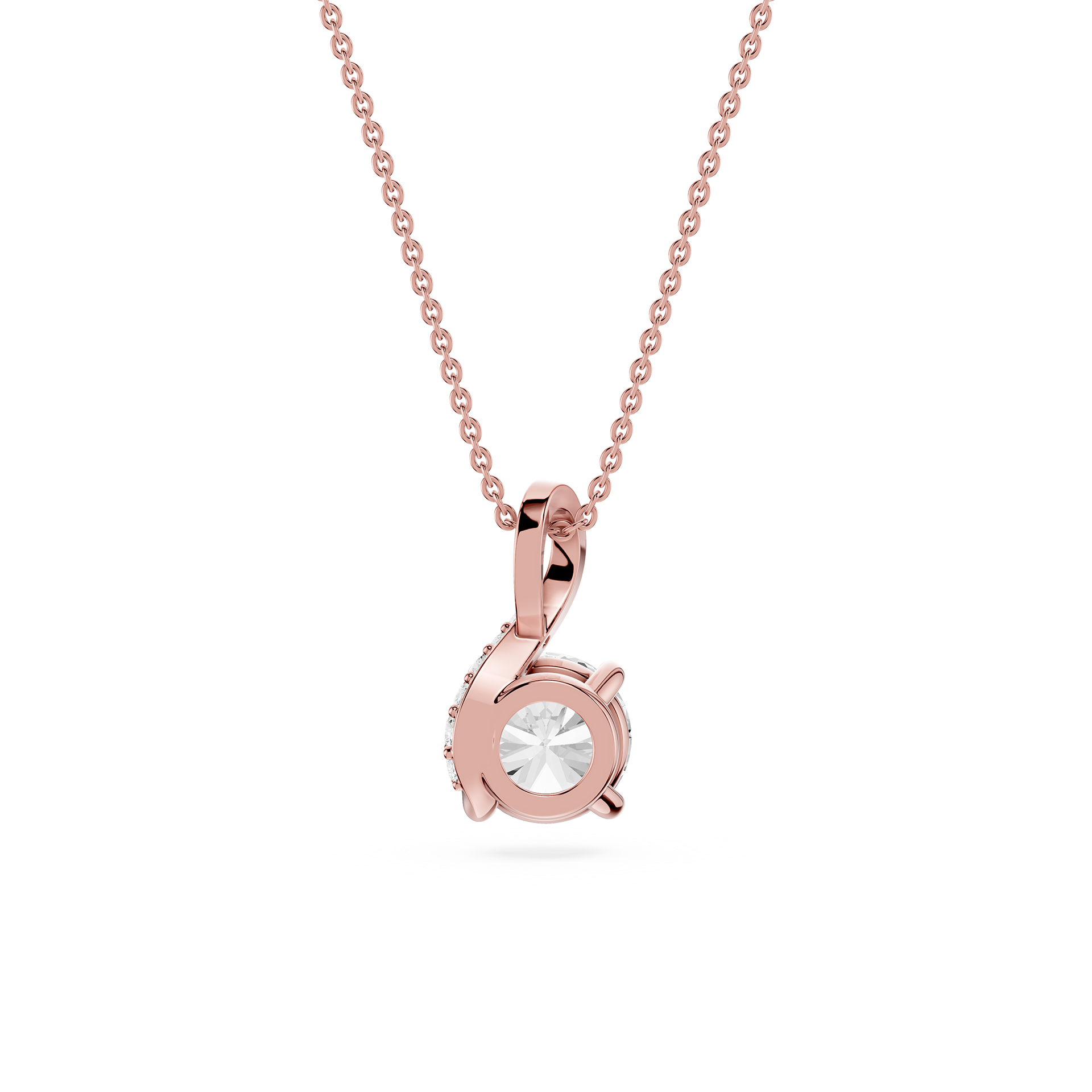Round Cut Lab Grown Diamond Twist Bail Pendant