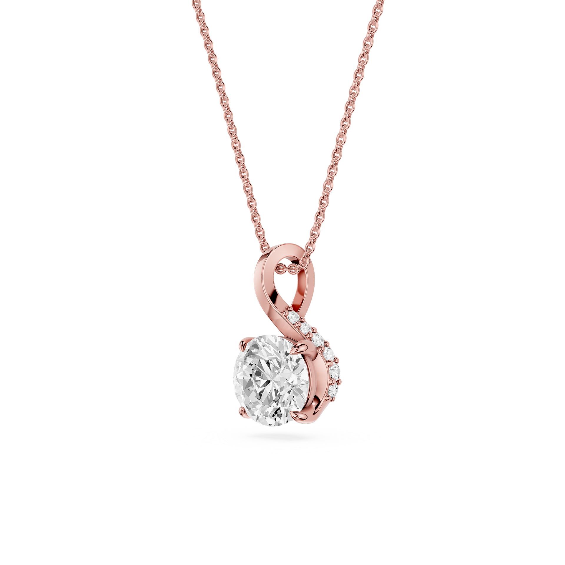 Round Cut Lab Grown Diamond Twist Bail Pendant