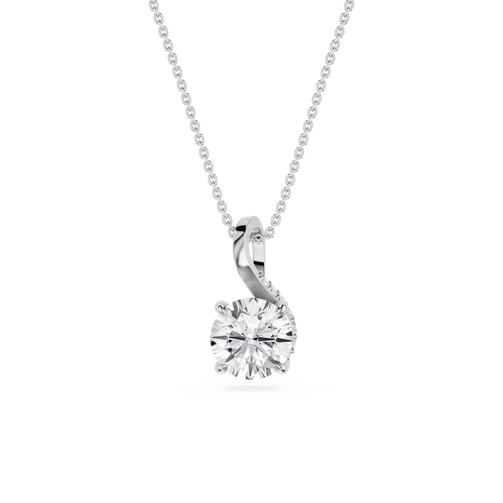 Round Cut Lab Grown Diamond Twist Bail Pendant