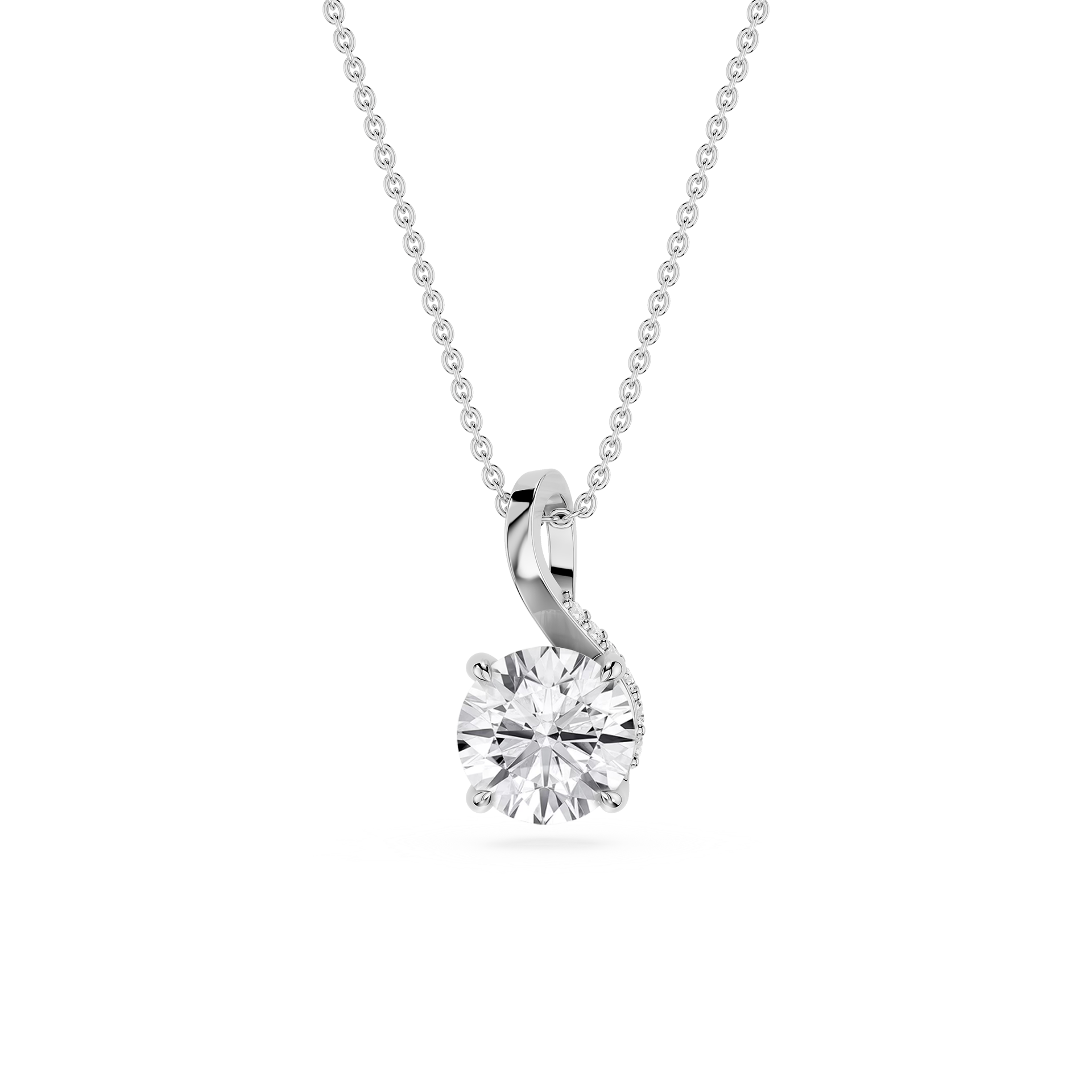 Round Cut Lab Grown Diamond Twist Bail Pendant