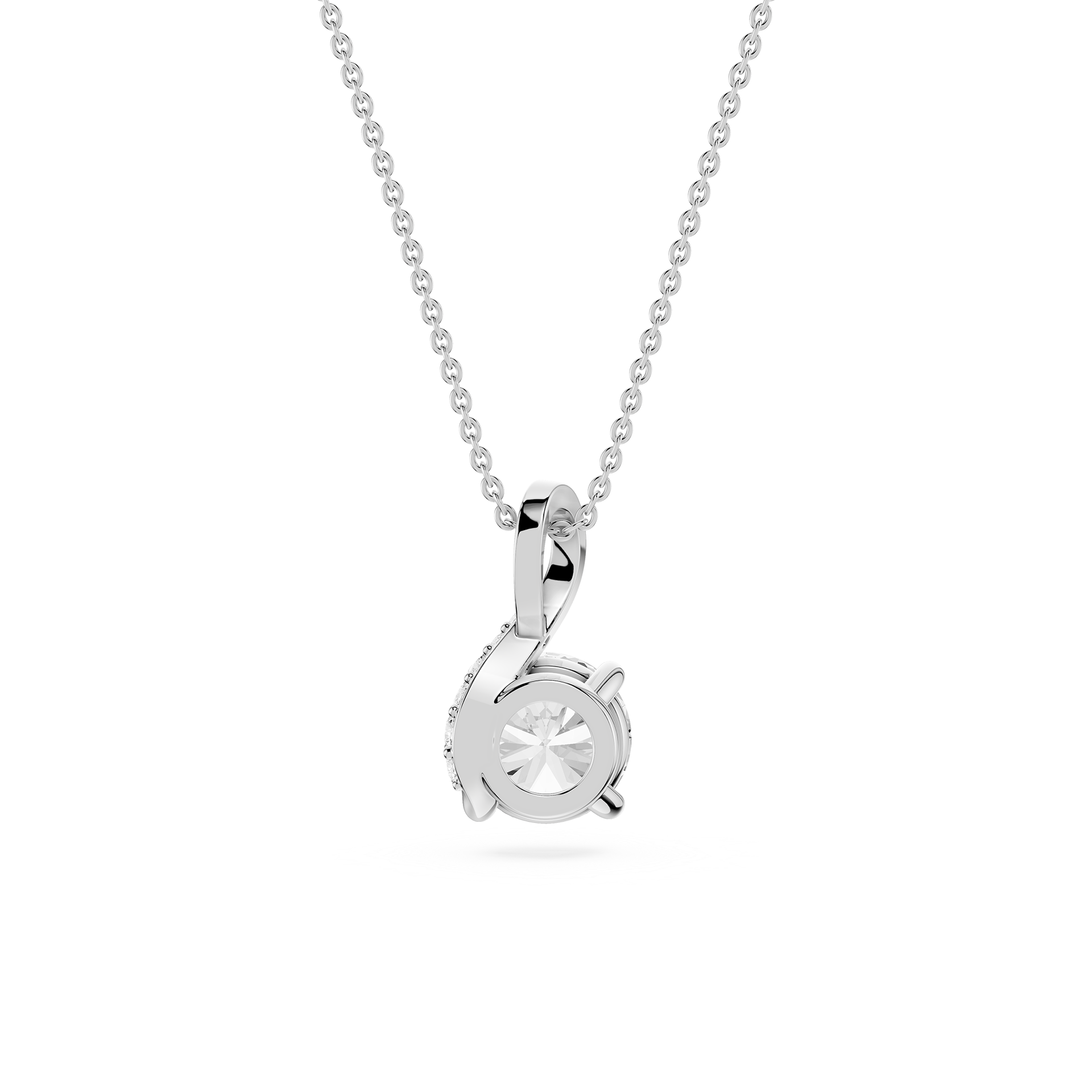 Round Cut Lab Grown Diamond Twist Bail Pendant