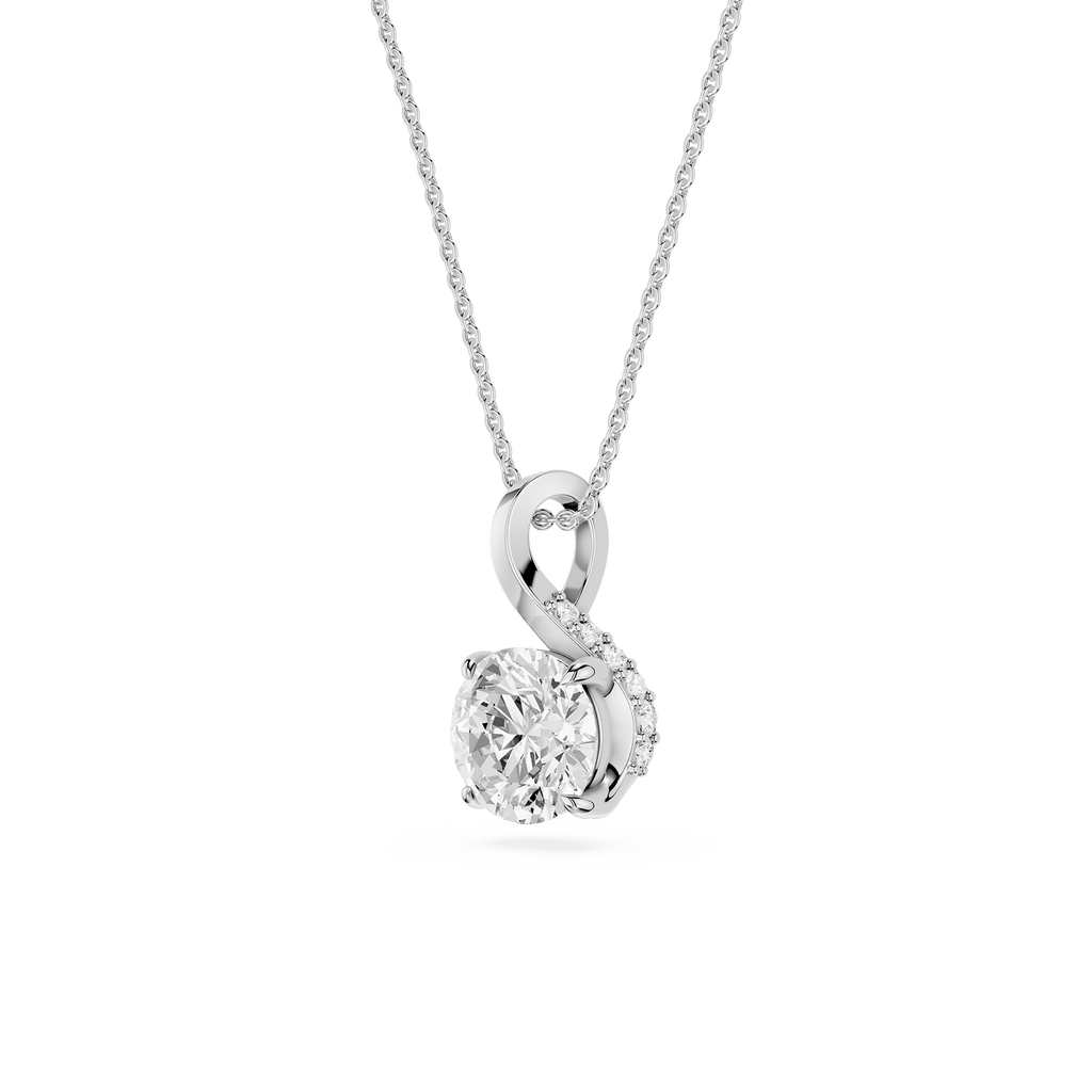 Round Cut Lab Grown Diamond Twist Bail Pendant