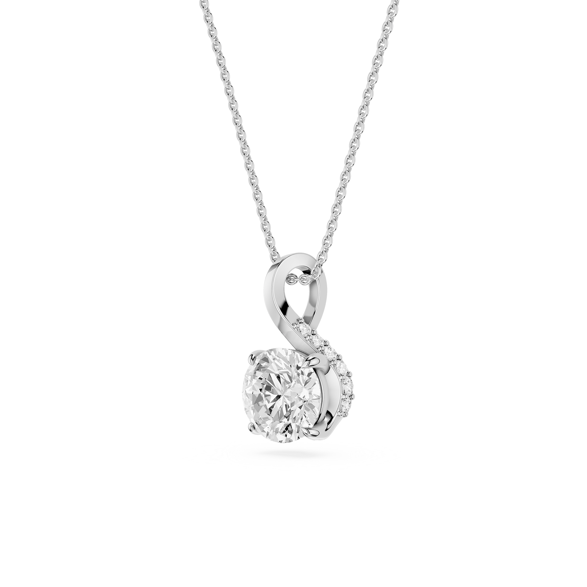 Round Cut Lab Grown Diamond Twist Bail Pendant