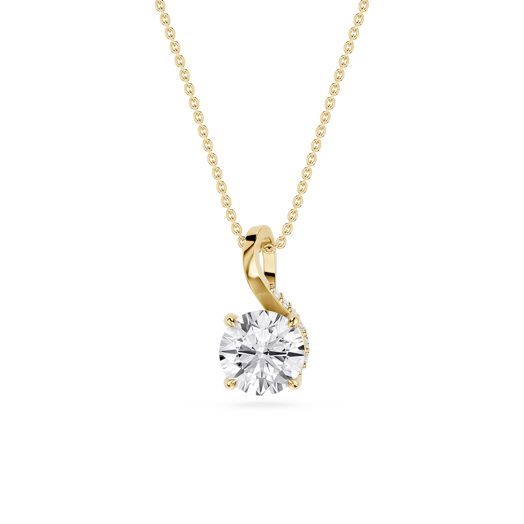 Round Cut Lab Grown Diamond Twist Bail Pendant
