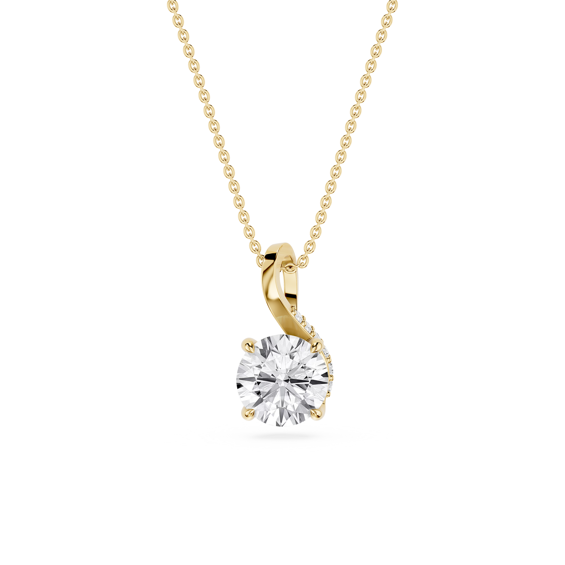 Round Cut Lab Grown Diamond Twist Bail Pendant