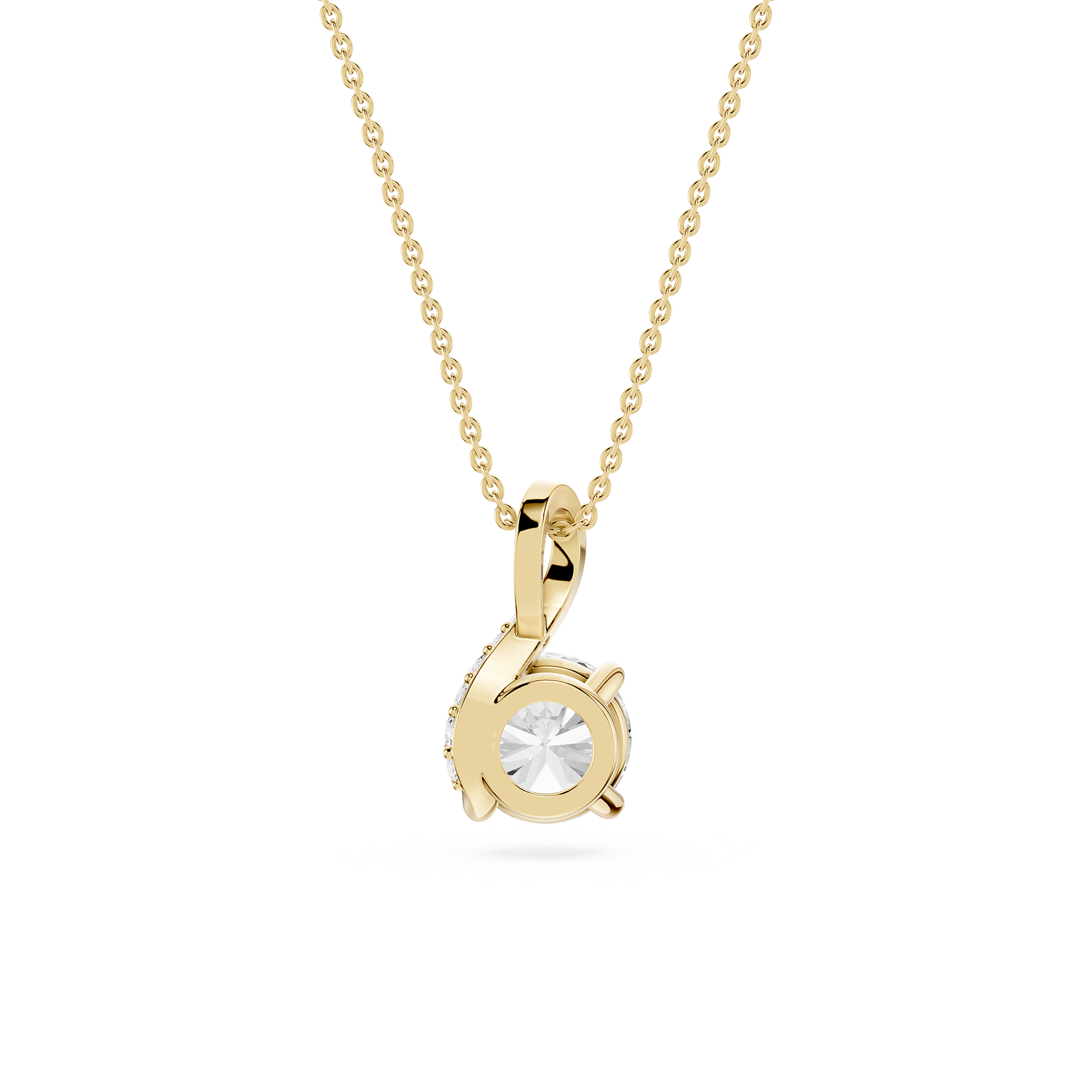 Round Cut Lab Grown Diamond Twist Bail Pendant