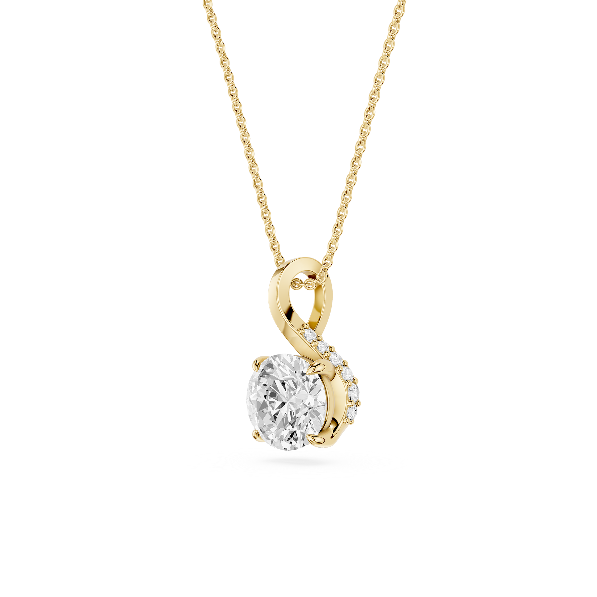 Round Cut Lab Grown Diamond Twist Bail Pendant