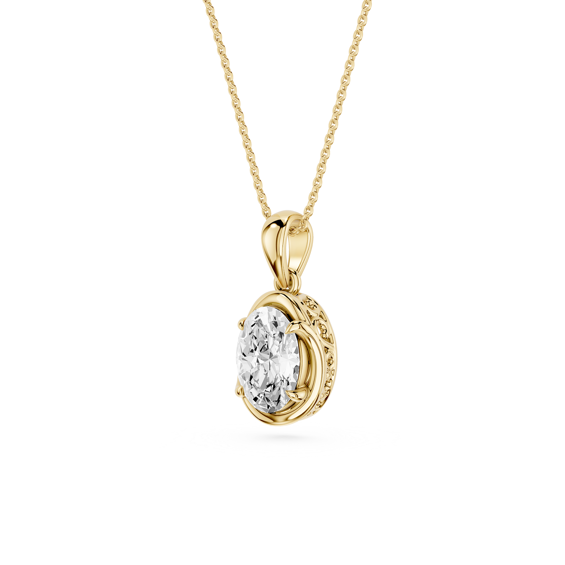 Oval Cut Lab Grown Diamond Solitaire Pendant