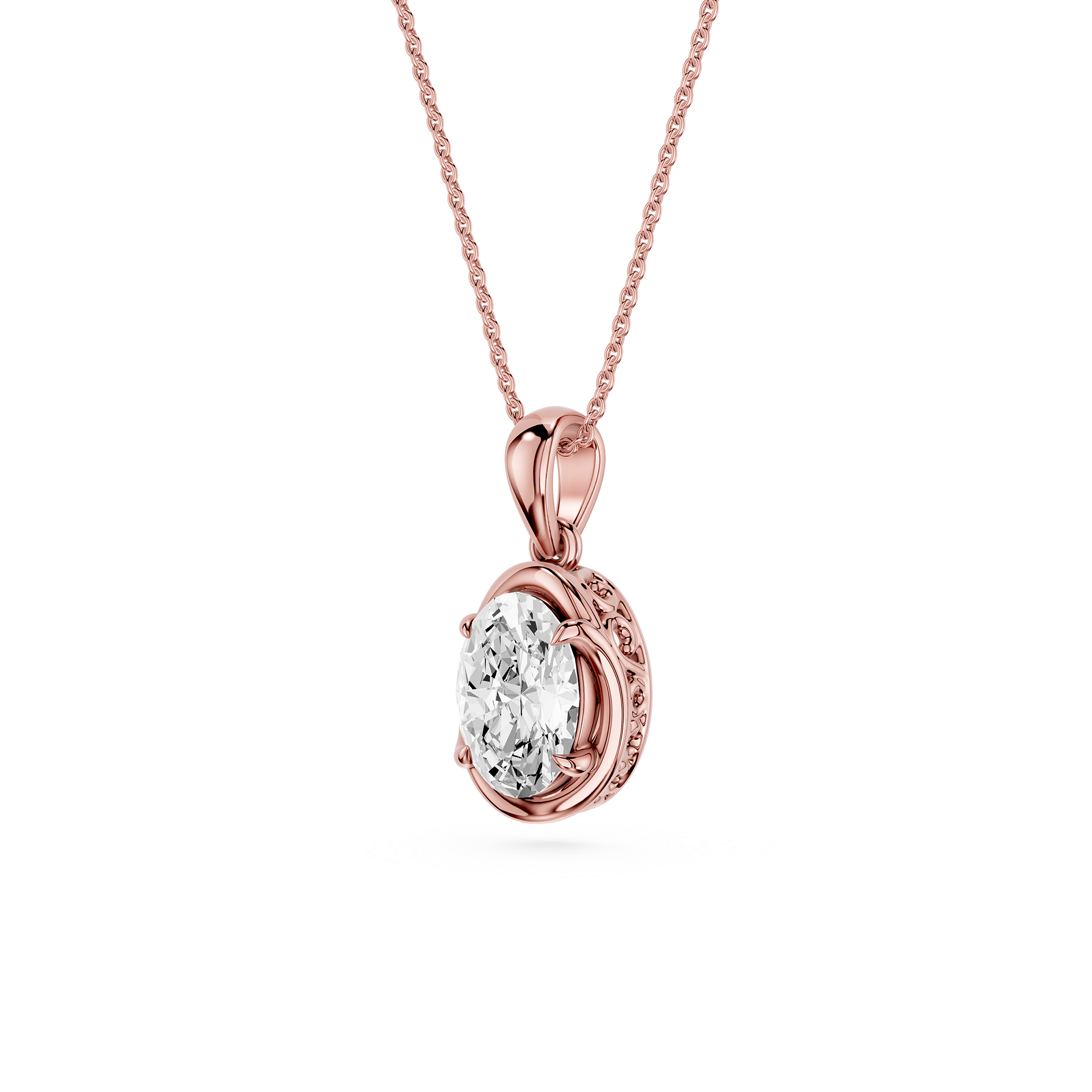Oval Cut Lab Grown Diamond Solitaire Pendant